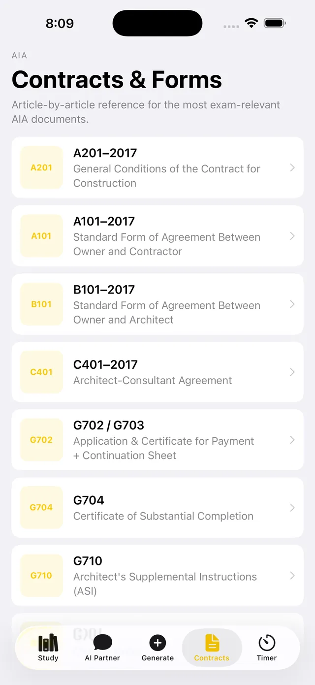 ATELITH AIA contracts and forms reference